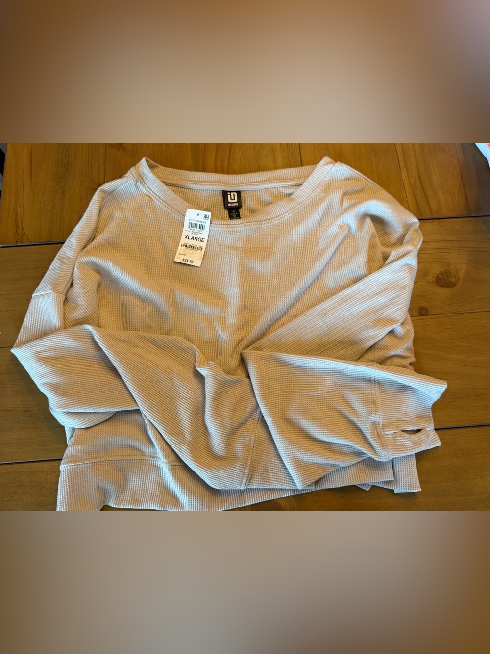 Ideology Light Beige Waffle-Knit Crop Top